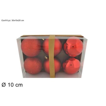 BOLAS 10 CM 6 PZAS BRILLANTE/LUCIDA/PERLADA ROJO