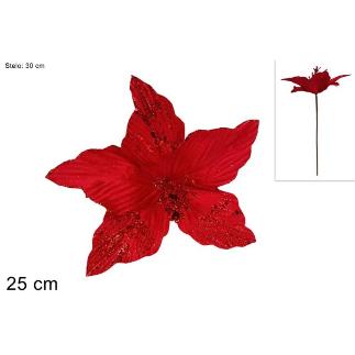 FLOR BELLO GLITTER 25 CM ROJO