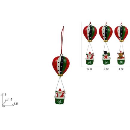 COLGANTE GLOBO AEROSTATICO PERSONAJE NAVIDEÑO DECORADO CON CUADRADOS SUR