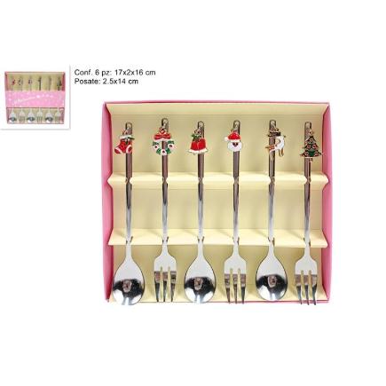 TARJETAS DEL LUGAR TENEDOR/CUCHARA SET 6 PZ EN CAJA PLATA
