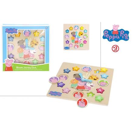 RELOJ EDUCATIVO MADERA PEPPA PIG