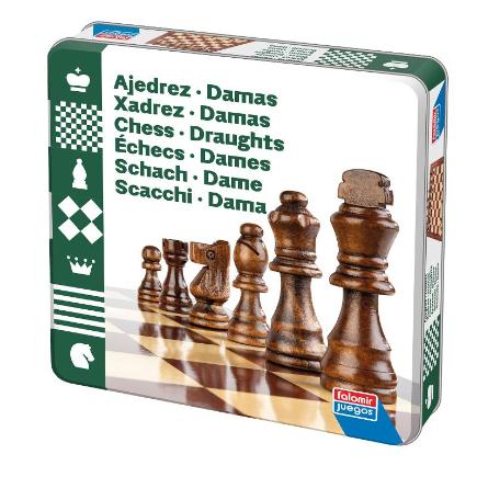 AJEDREZ DAMAS CAJA LATA