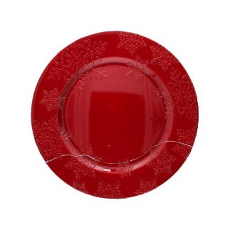 BAJOPLATO PC RELIEVE FLOR 33X33X1.8 CM ROJO