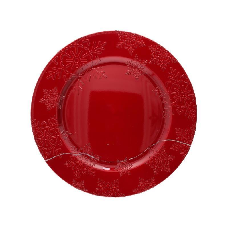 BAJOPLATO PC RELIEVE FLOR 33X33X1.8 CM ROJO