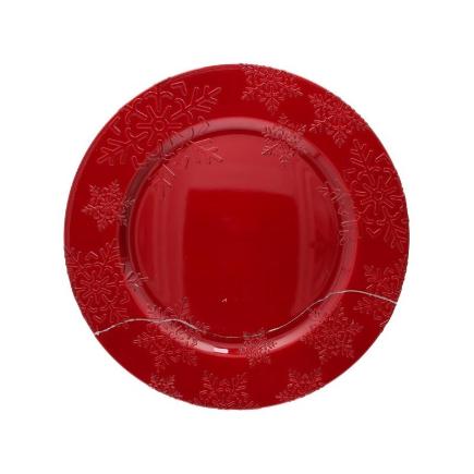 BAJOPLATO PC RELIEVE FLOR 33X33X1.8 CM ROJO