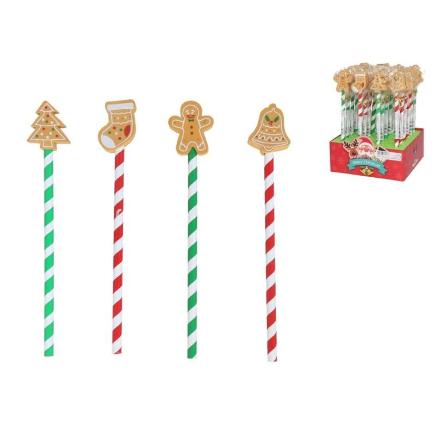 LAPIZ CON GOMA ESTILO GALLETA ESPIRAL ROJA
