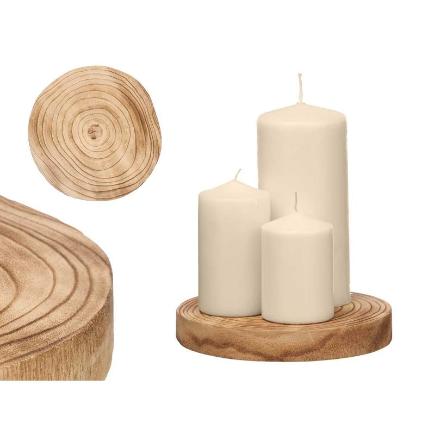SOPORTE DECOR REDONDO MADERA QUEMAD