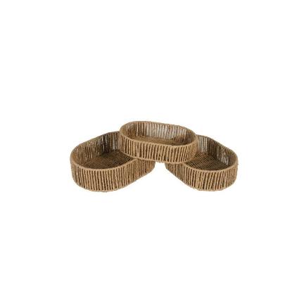 SET 3 CESTAS OVAL TOSTADO G-33X24X9 CM
