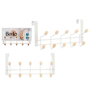 PERCHA METAL 10 GANCHOS MADERA BLANC