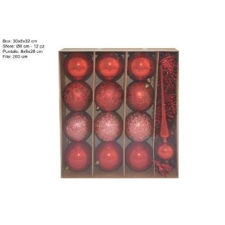 BOLAS 8 CM 12 PCS C/HILO Y PUNTAL ROJO