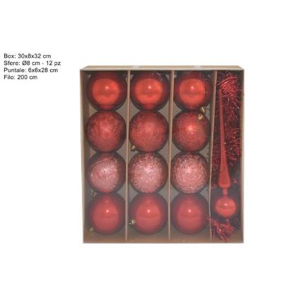 BOLAS 8 CM 12 PCS C/HILO Y PUNTAL ROJO