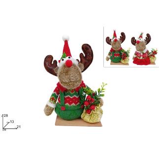 RENO NAVIDEÑO CON SACO DEC VESTIDO DE LANA ROJO Y VERDE SRT