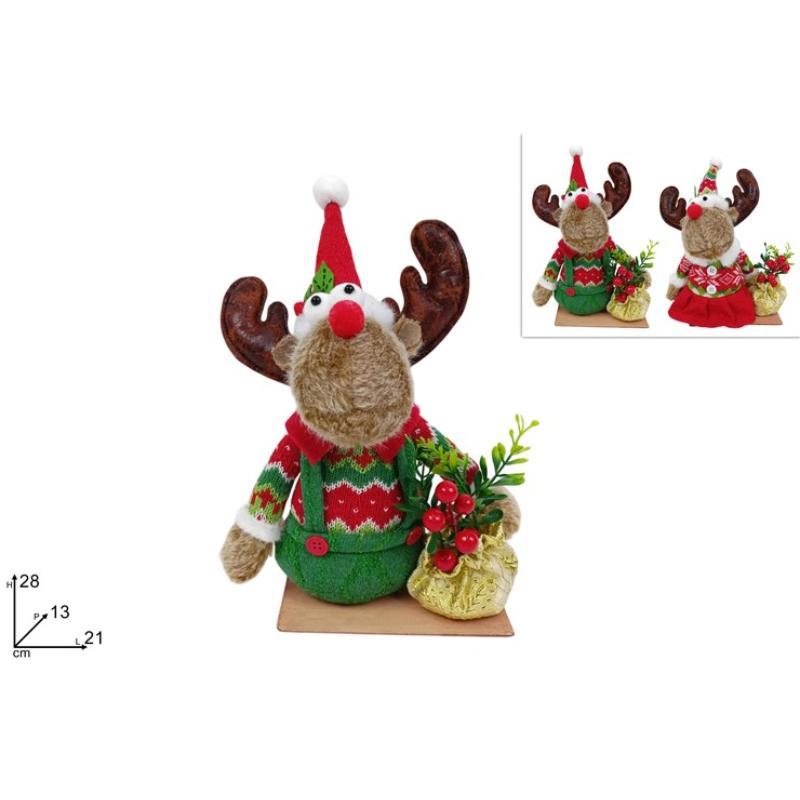 RENO NAVIDEÑO CON SACO DEC VESTIDO DE LANA ROJO Y VERDE SRT