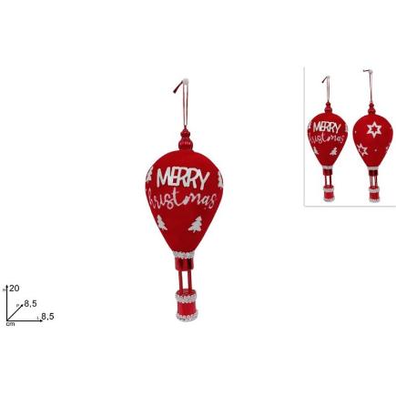 GLOBO AEROSTATICO FLOCADO ROJO CON DEC BLANCA SRT
