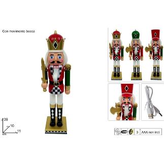 SOLDADO CASCANUECES 39 CM DECORACION AJEDREZ CON MUV C/MUSICA