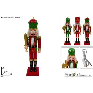 SOLDADO CASCANUECES 39 CM ROJO Y VERDE C/MOV C/MUSICA SRT