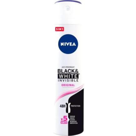 NIVEA DESOD SPRAY 200 ML WOMAN INVISIBLE ROPA BLANCA Y NEGRA