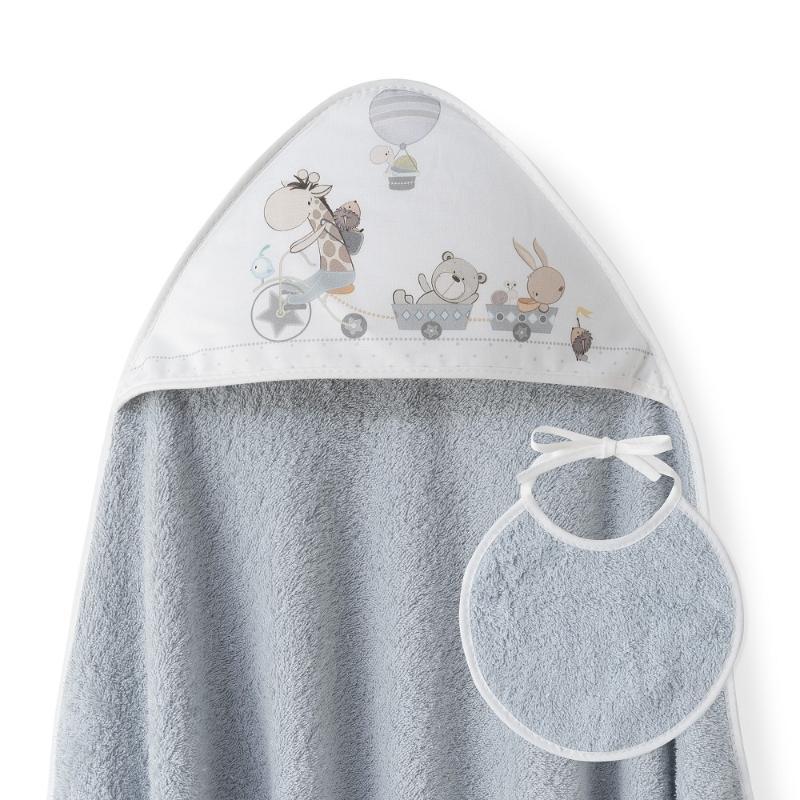 CAPA BAÑO 1X1 MOD JIRAFA BICICLETA+BABERO GRIS