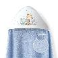 CAPA BAÑO 1X1 MOD JIRAFA ELEFANTE ESTAMPADO + BABERO AZUL