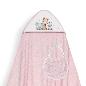 CAPA BAÑO 1X1 MOD JIRAFA ELEFANTE ESTAMPADO + BABERO ROSA