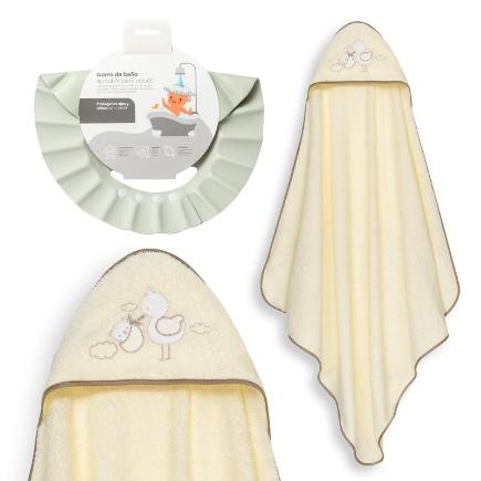 CAPA BAÑO 1X1 MOD CIGUEÑA OSO+GORRO BEIGE