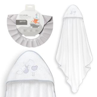 CAPA BAÑO 1X1 MOD CIGUEÑA OSO+GORRO BCO/GRIS