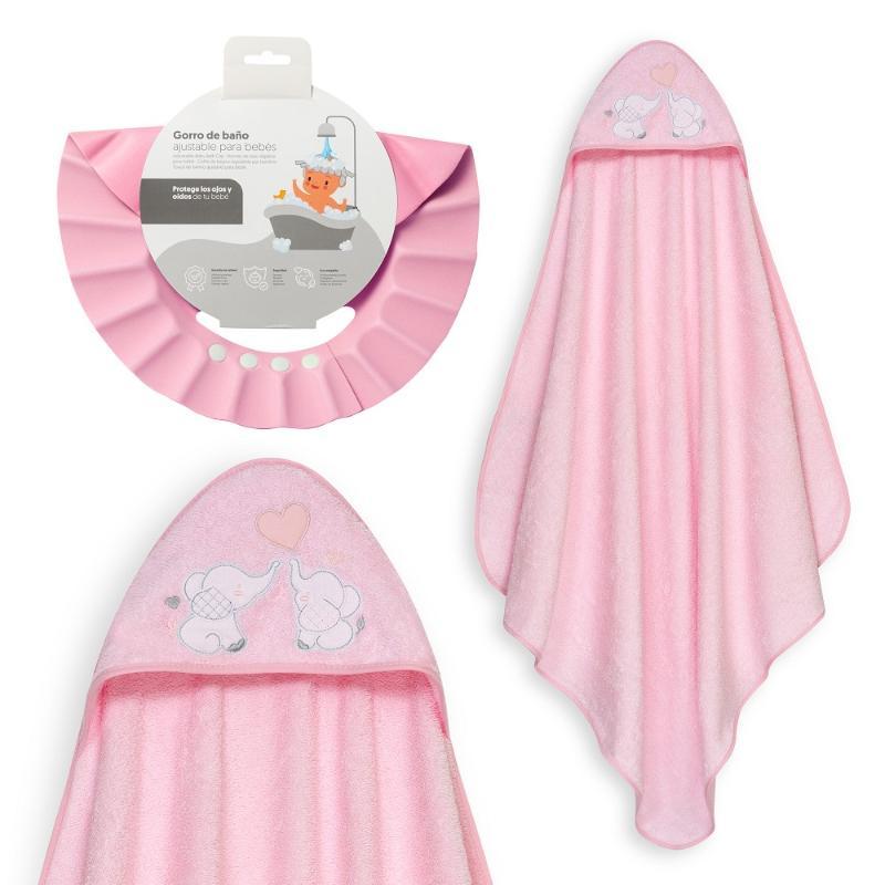 CAPA BAÑO 1X1 MOD PAREJITA ELEFANTE+ GORRO ROSA