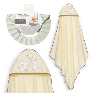 CAPA BAÑO 1X1 MOD PAREJITA ELEFANTE+ GORRO BEIGE