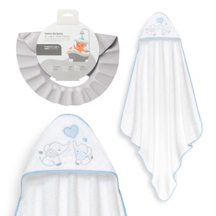 CAPA BAÑO 1X1 MOD PAREJITA ELEFANTE+ GORRO BCO/AZUL