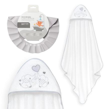 CAPA BAÑO 1X1 MOD PAREJITA ELEFANTE+ GORRO BCO/GRIS