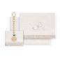 TRIPTICO CUNA CORALINA OSO ELEFANTE GLOBOS+BROCHE BEIGE