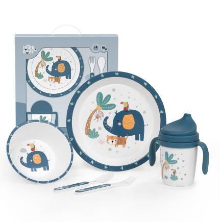 SET VAJILLA 5 PCS MOD JUNGLA AZUL