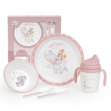 SET VAJILLA 5 PCS MOD MUSIC ROSA