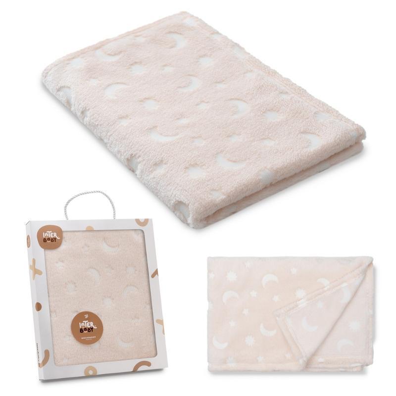 MANTA GRABADA LUNA ESTRELLAS BEIGE