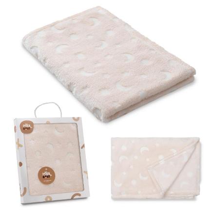MANTA GRABADA LUNA ESTRELLAS BEIGE