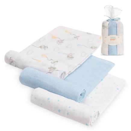 GASAS 80X80 PACK 3 MODELO ELEFANTES ESTRELLAS AZUL