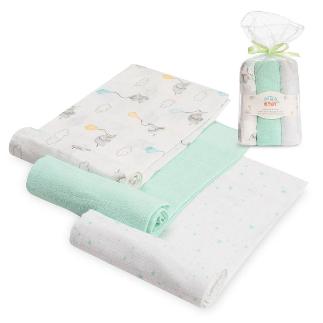 GASAS 80X80 PACK 3 MODELO ELEFANTES ESTRELLAS VERDE