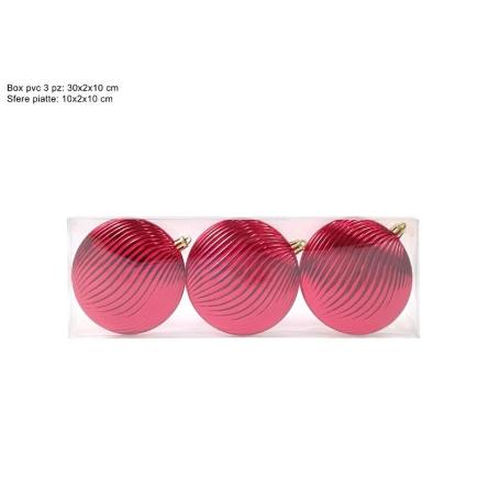 BOLAS PLANAS 10 CM 3 PIEZAS ROJAS EN CAJA PVC