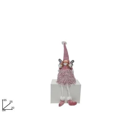 ANGEL SENTADO 65 CM CON TRAJE ROSA
