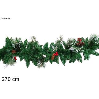 GIRNALDA 270 CM 260 PUNTAS CON BAYAS Y PIÑAS NEVADA