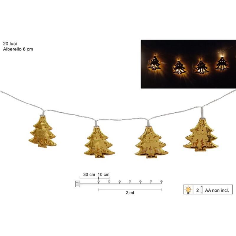 HILO CON 20 LED ARBOLES DORADO 2 M BATERIA