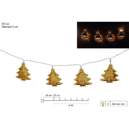 HILO CON 20 LED ARBOLES DORADO 2 M BATERIA