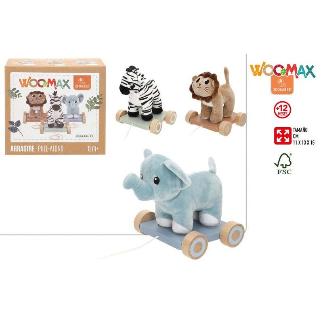 ARRASTRE MADERA Y PELUCHE ANIMAL 3/S +12M WOOMAX