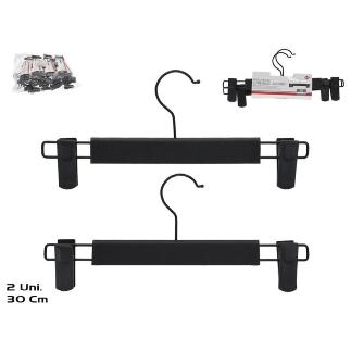 PERCHAS X2 C/PINZAS 30 CM NEGRO