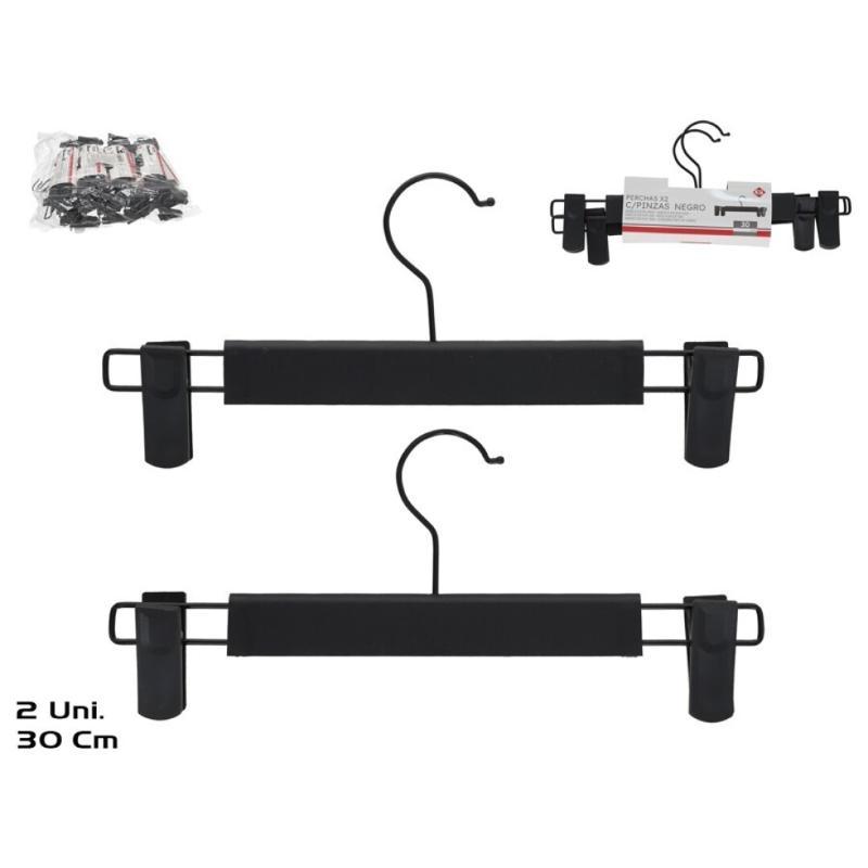 PERCHAS X2 C/PINZAS 30 CM NEGRO