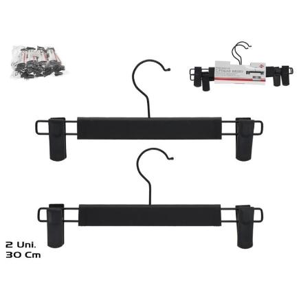 PERCHAS X2 C/PINZAS 30 CM NEGRO