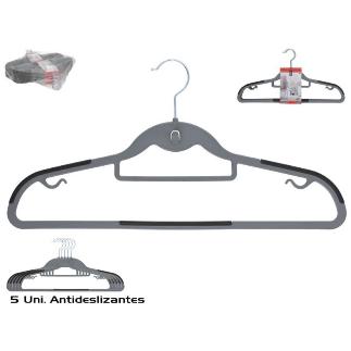 SET 5 PERCHAS ANTIDESLIZANTES 45X23 CM GRIS