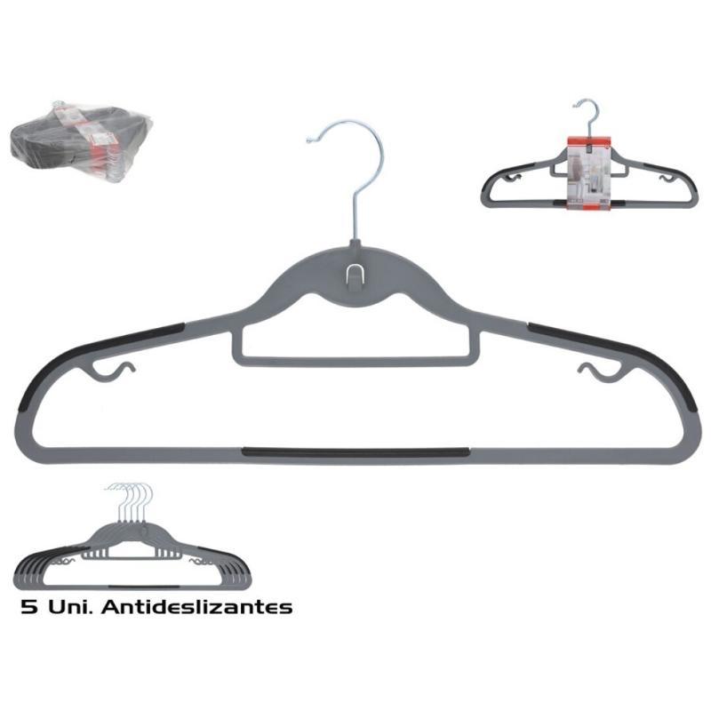 SET 5 PERCHAS ANTIDESLIZANTES 45X23 CM GRIS
