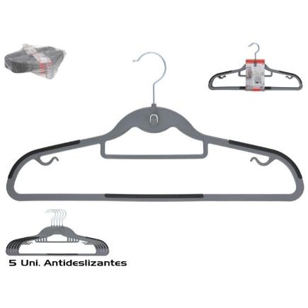 SET 5 PERCHAS ANTIDESLIZANTES 45X23 CM GRIS