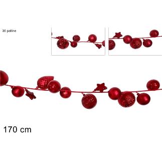 GUIRNALDA 170 CM 36 BOLAS ROJAS SURT EN 2 MOD